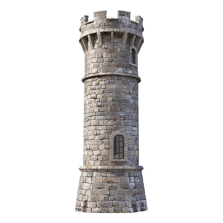 an old stone tower on a white background