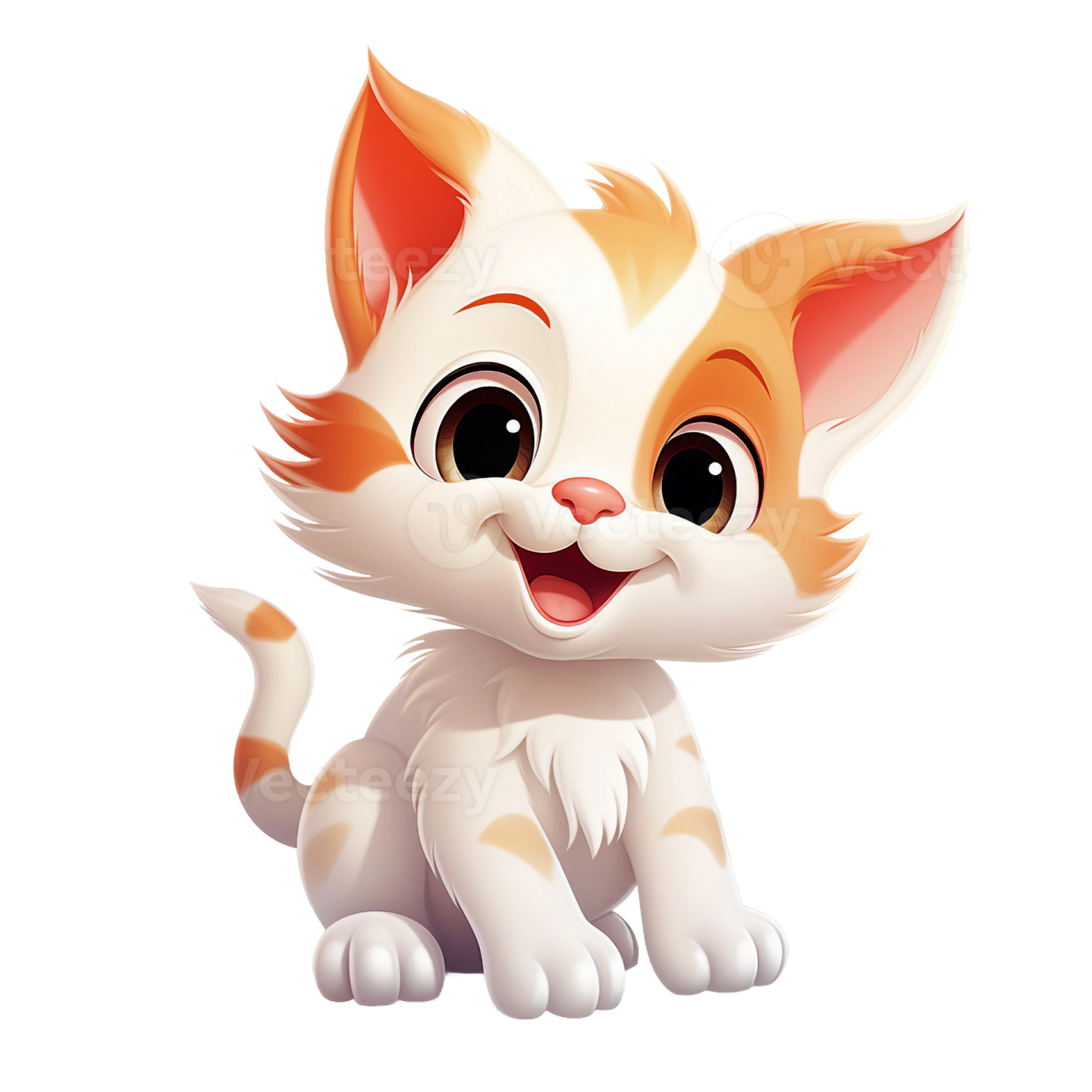 a cute kitten with big eyes sitting down