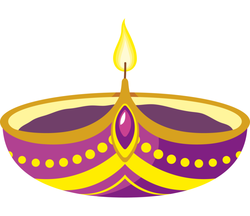 a purple and yellow candle