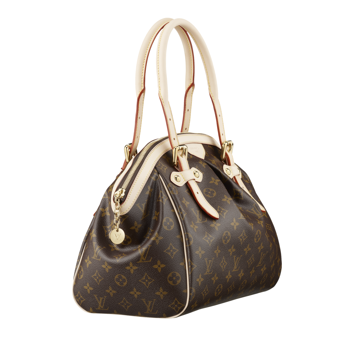 a brown and white louis vu bag