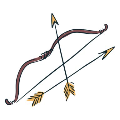 a drawing of an arrow and bow