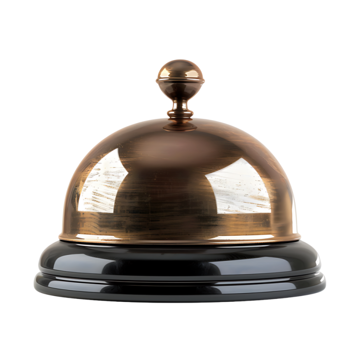 a black and gold bell on a white background