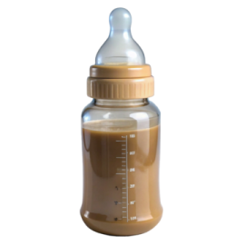 a baby bottle with the lid open