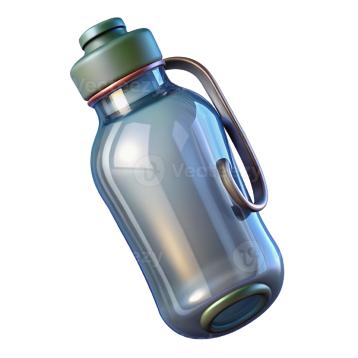 a glass water bottle with an open lid