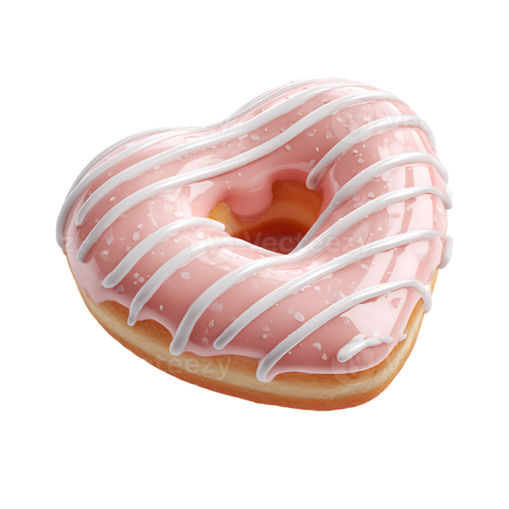 a pink donut with white icing