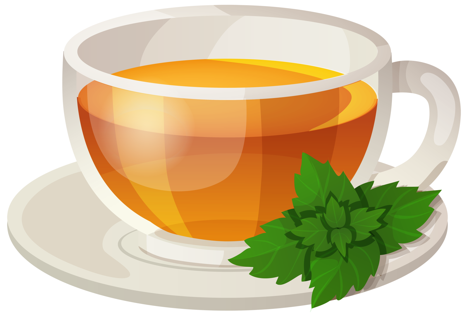 a cup of tea with green leaves