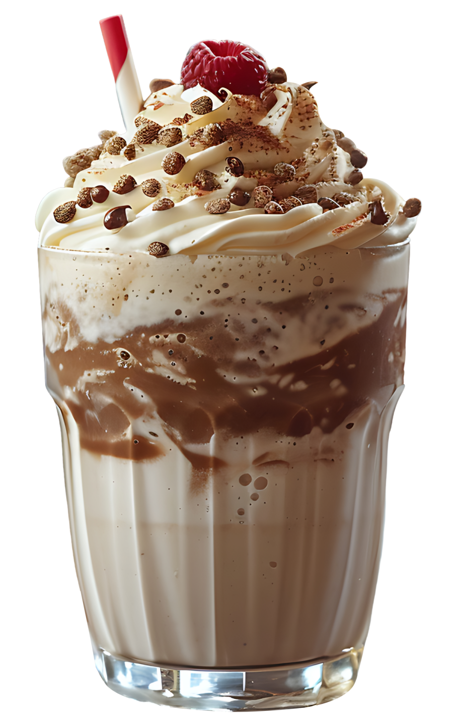 a glass filled with chocolate and topped with whipped