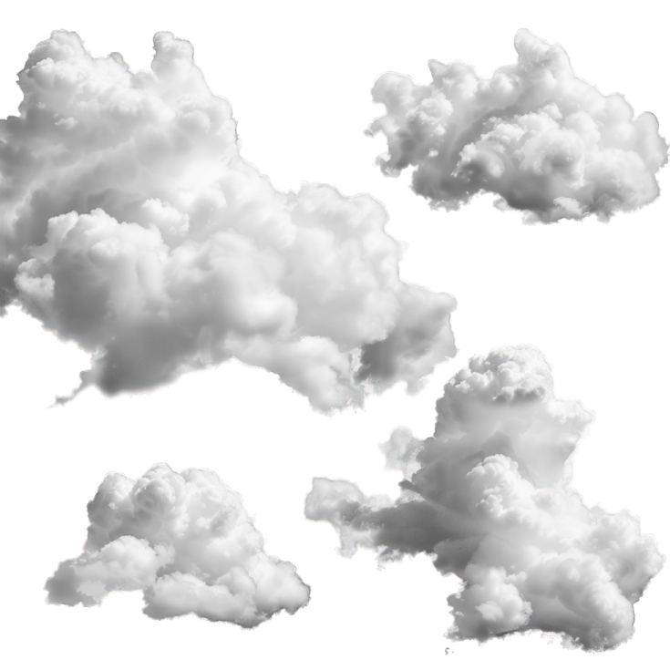 a group of clouds on a white background