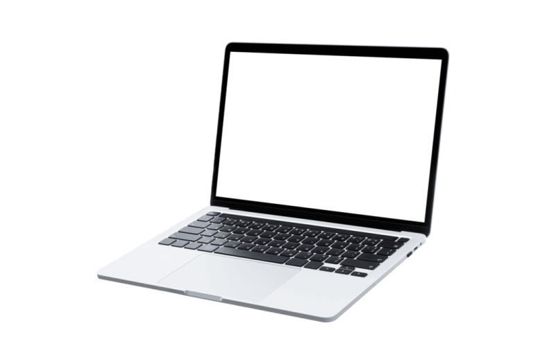 a laptop computer with a blank screen