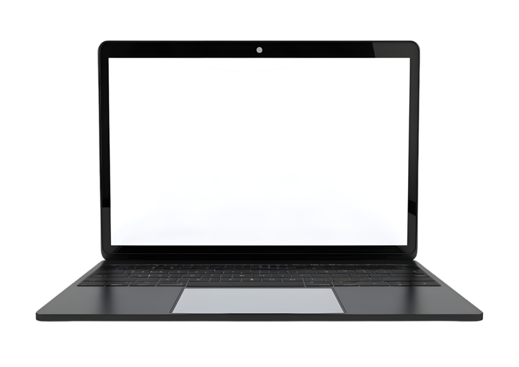 a laptop computer with a blank screen
