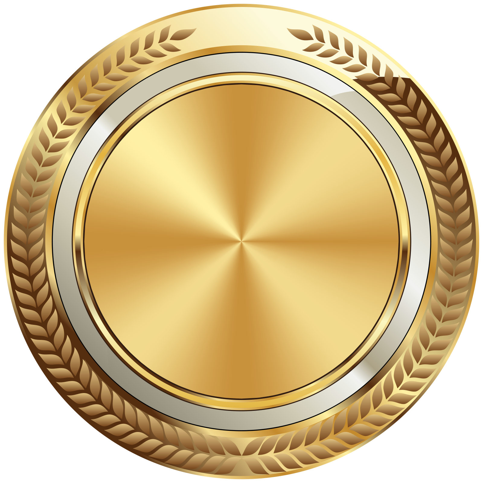 a gold and silver medal with laurels