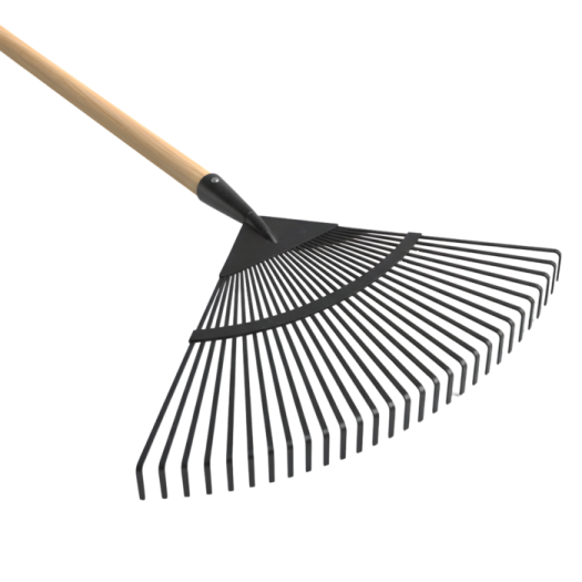 a black rake on a white background