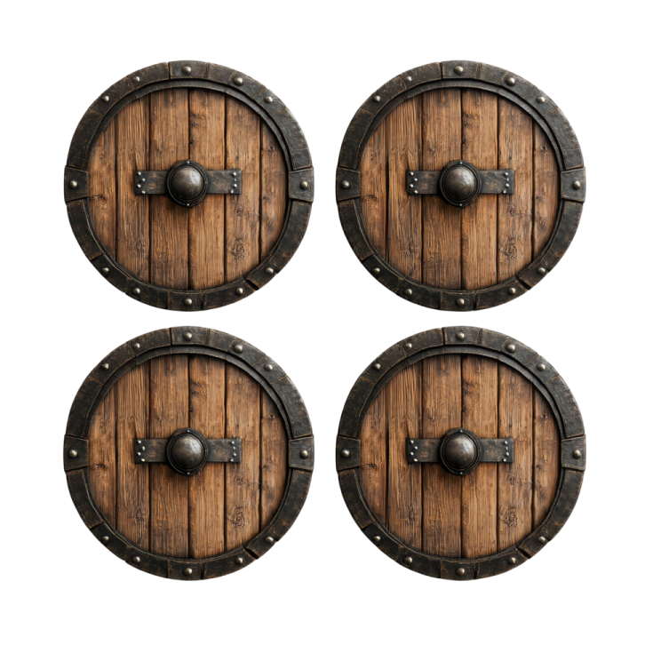a set of three wooden wine barrels with metal handles
