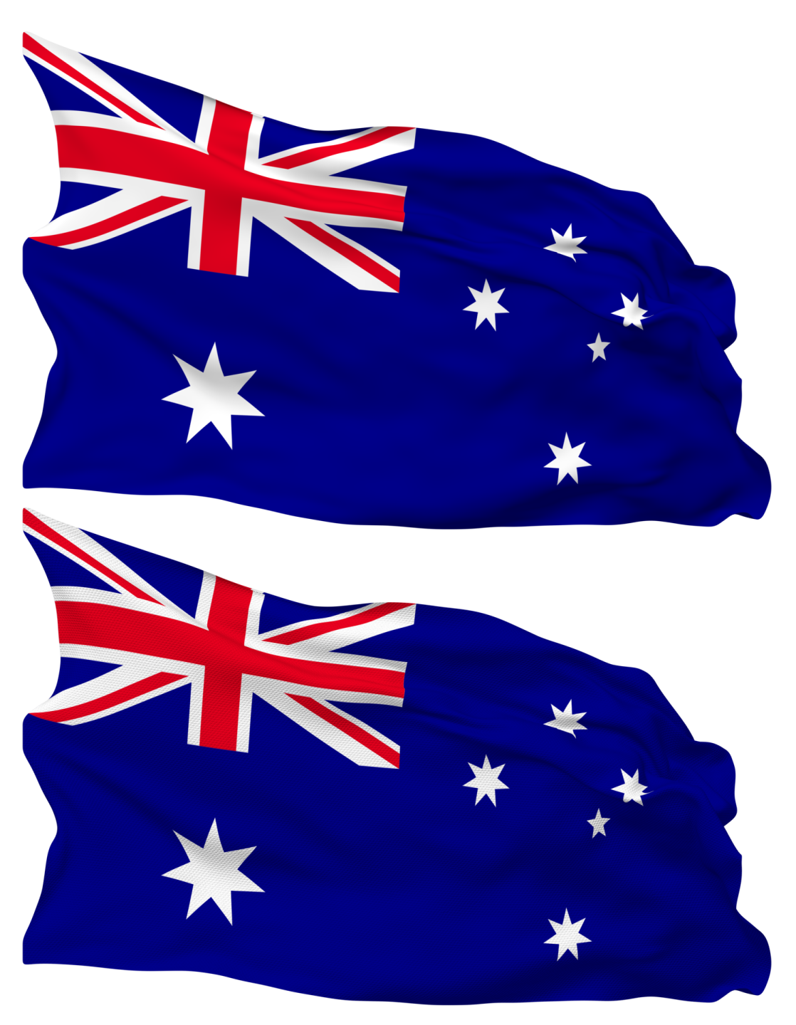 two australian flags flying in the wind