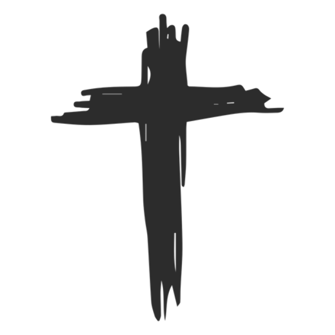 a black and white silhouette of a cross