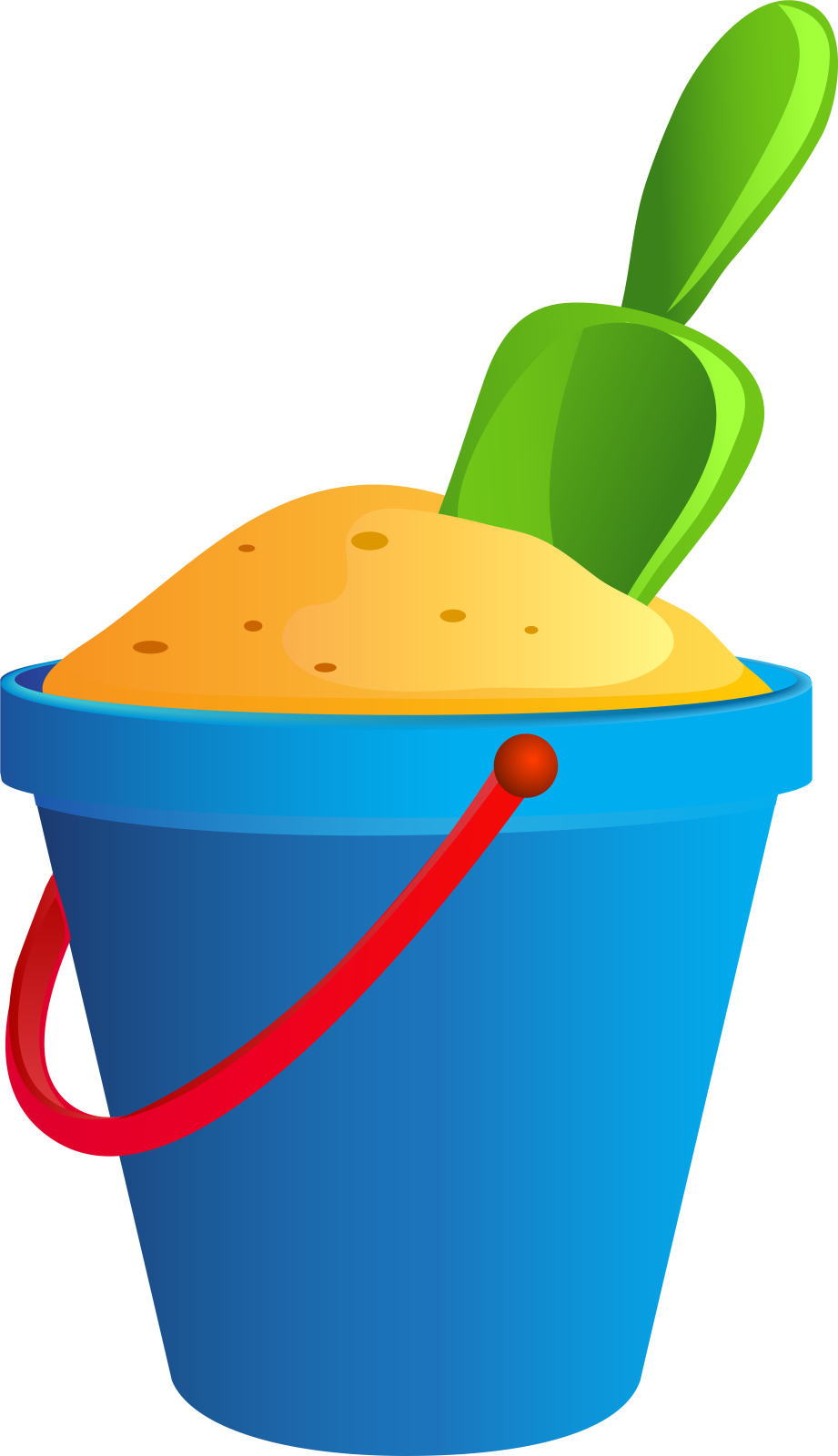a bucket with a shovel in it