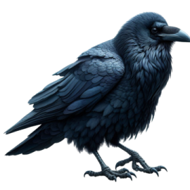 a black bird sitting on top of a white surface