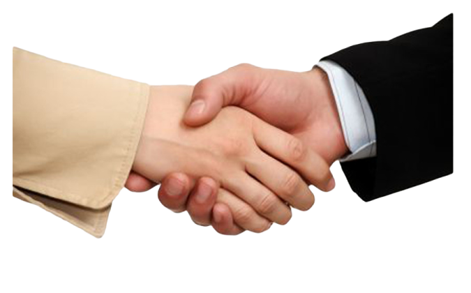 two men shaking hands on a white background