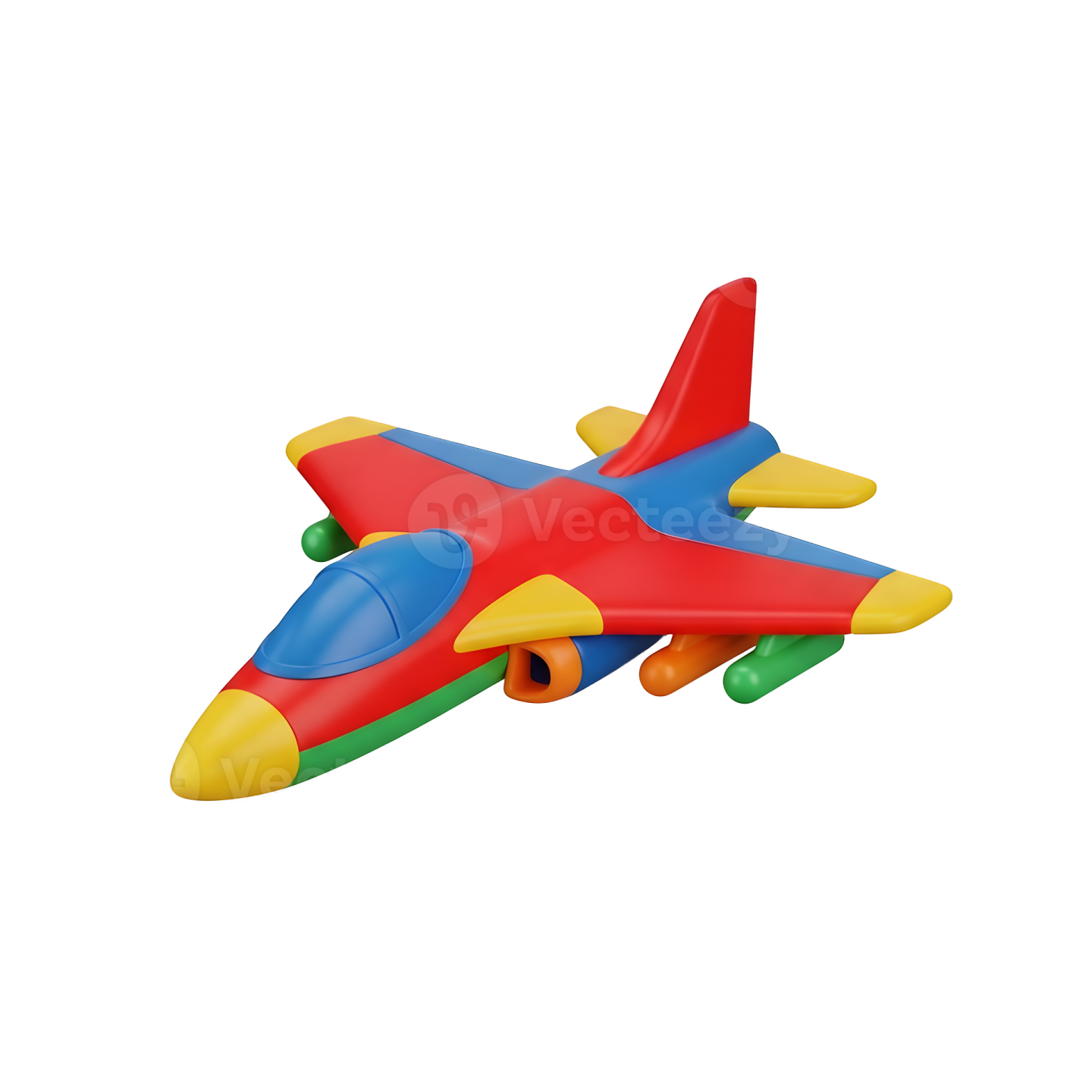 a toy airplane flying in the air