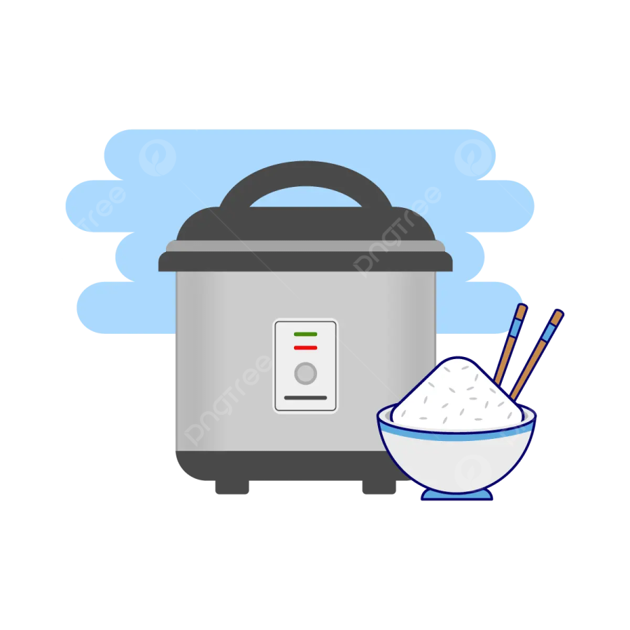 an illustration of a rice cooke with rice in it