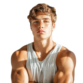 a young man with his arms crossed
