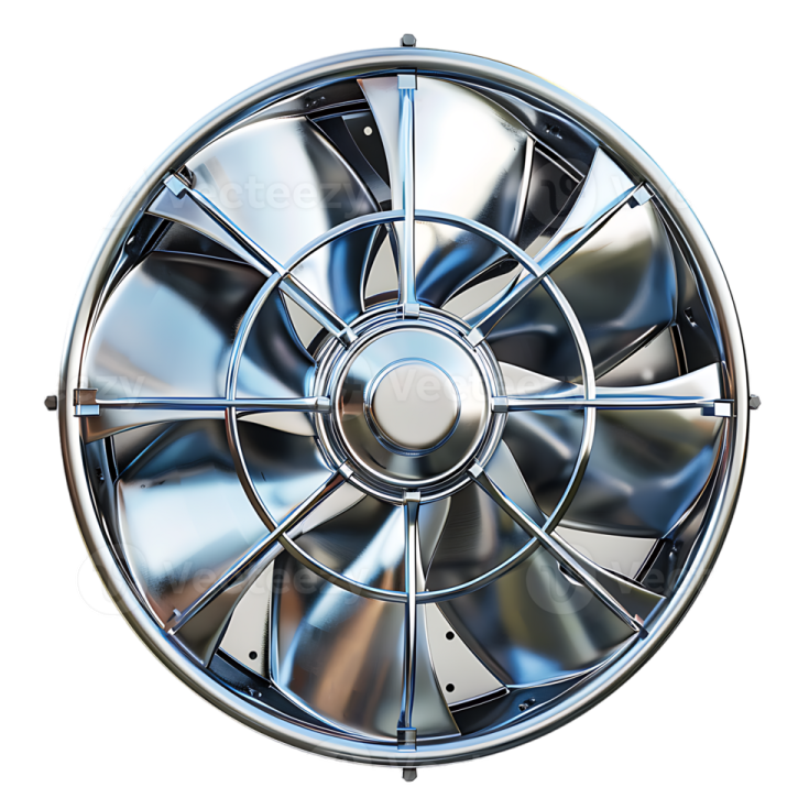 a metal fan on a white background