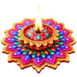 a colorful flower shaped candle on a white background