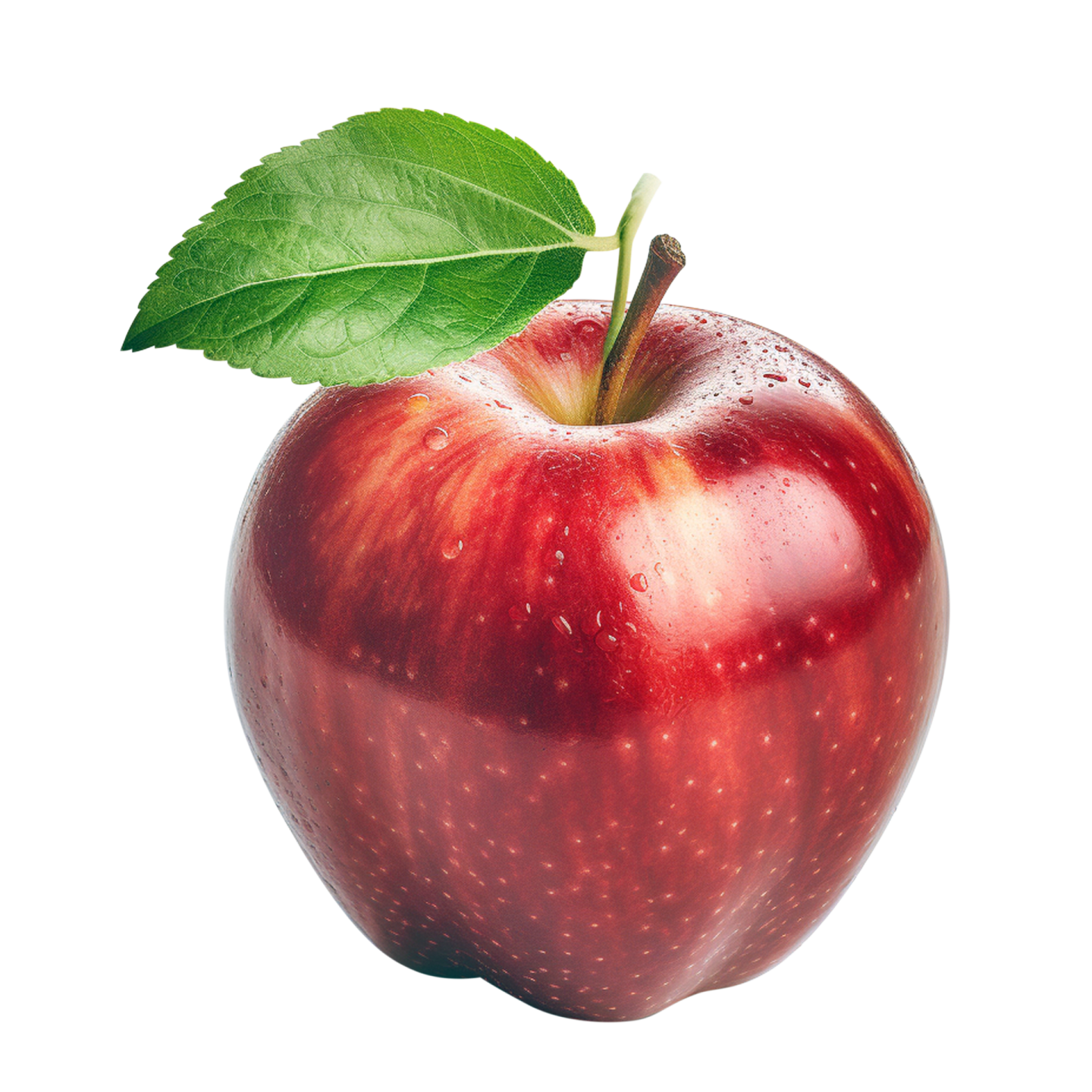 an apple with a leaf on top of it