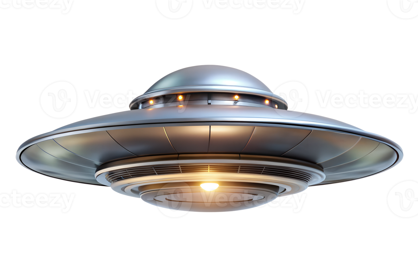 a silver ufo spaceship on a white background