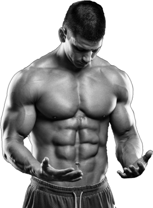 a black and white photo of a man with no shirt