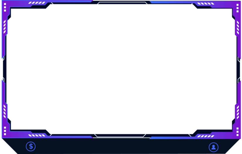 a purple and black frame with a white background