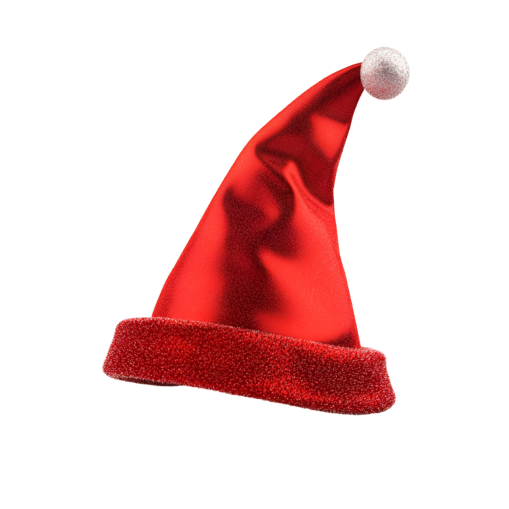 a red santa hat on a white background