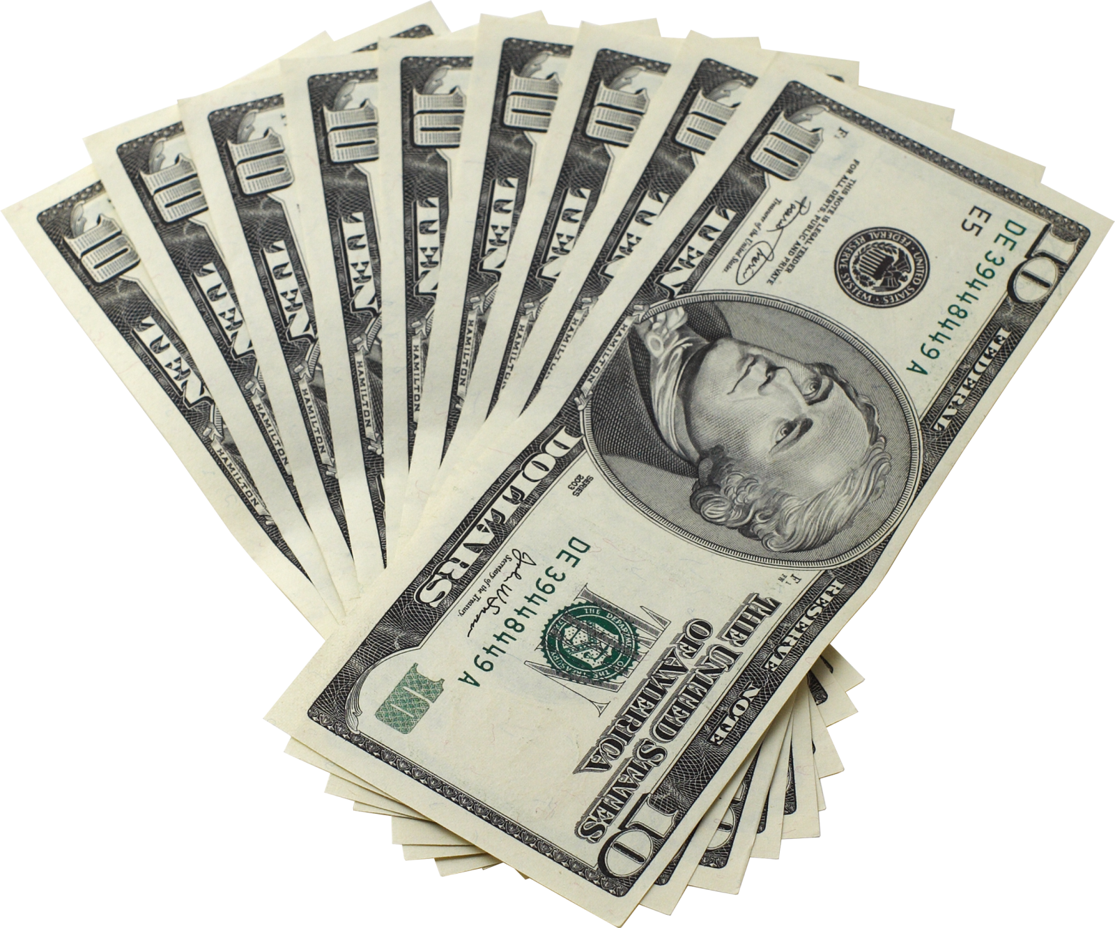 a pile of money on a white background