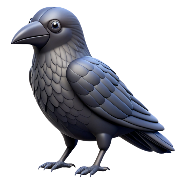a black raven bird on a white background