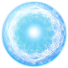 a blue sphere with white lines in the center