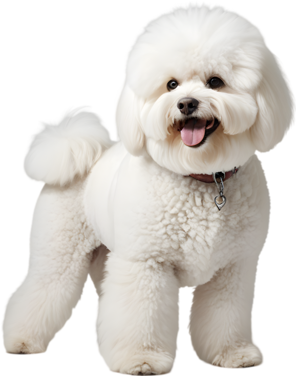 a small white dog with its tongue out