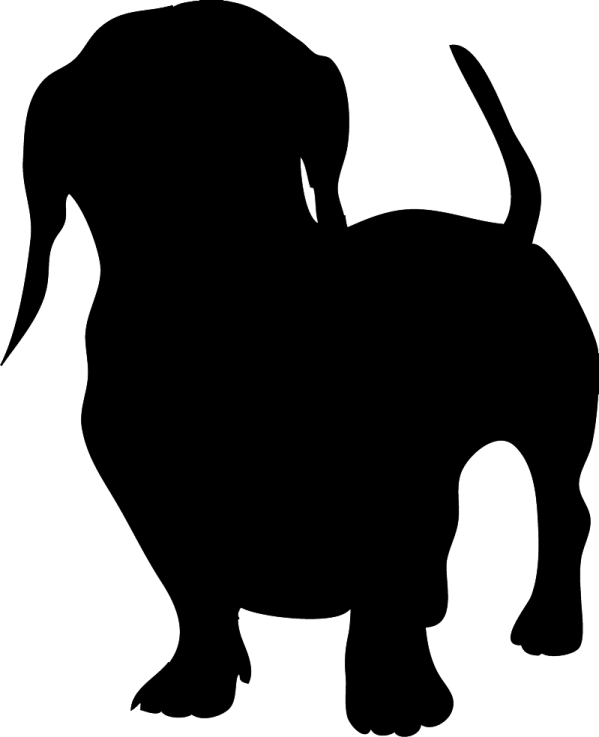 a black and white silhouette of a dog