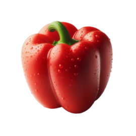 a red pepper with water droplets on it