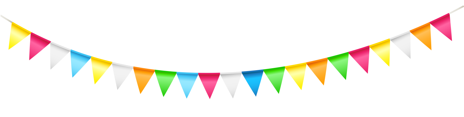 colorful bunting flags on a white background