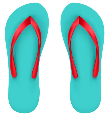a pair of flip flops on a white background
