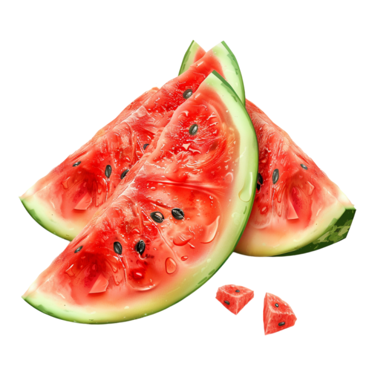 slices of watermelon on a white background