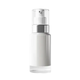 a bottle of white liquid on a white background