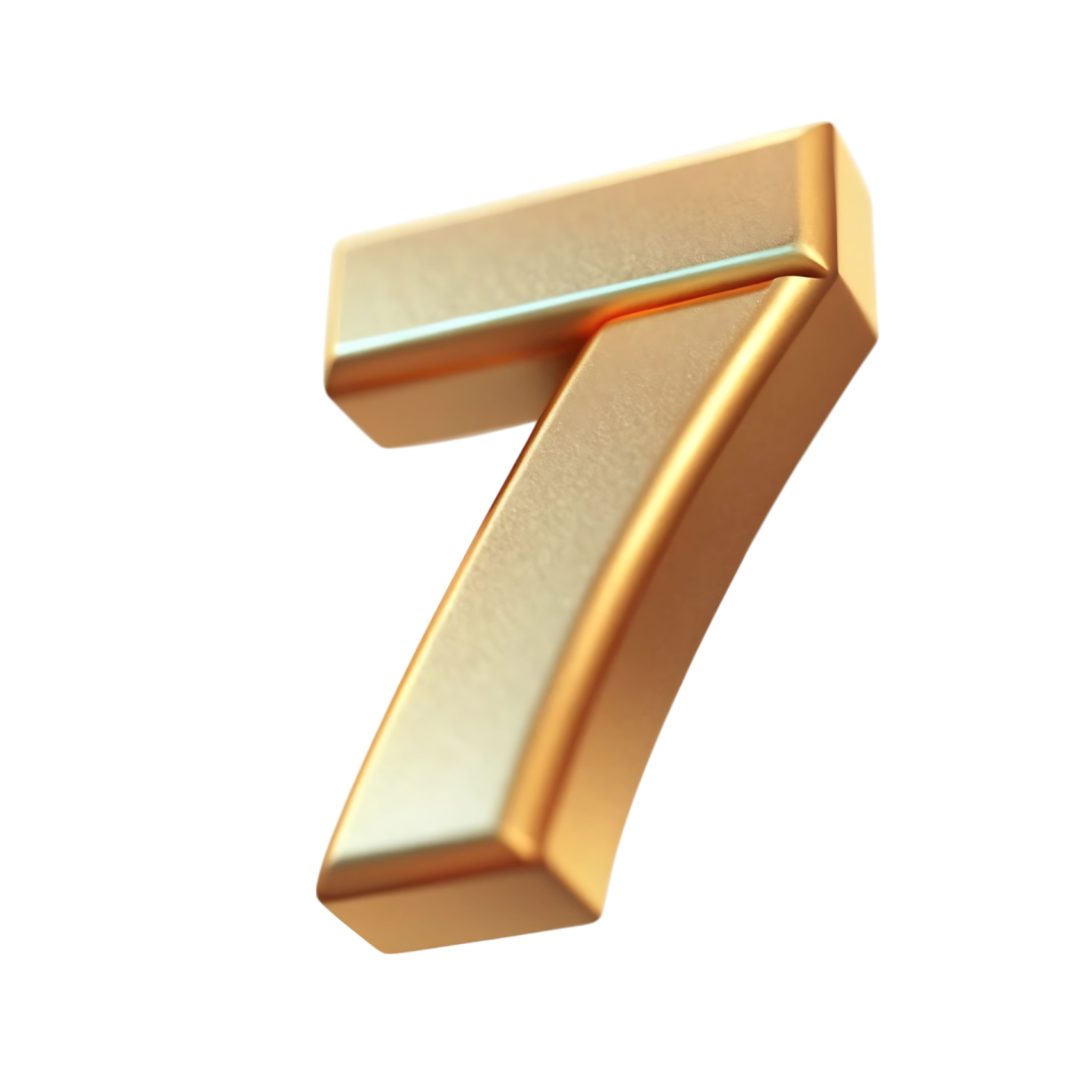 a golden number seven on a white background