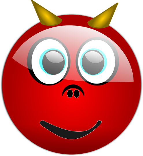 a red ball with horns and horns on it
