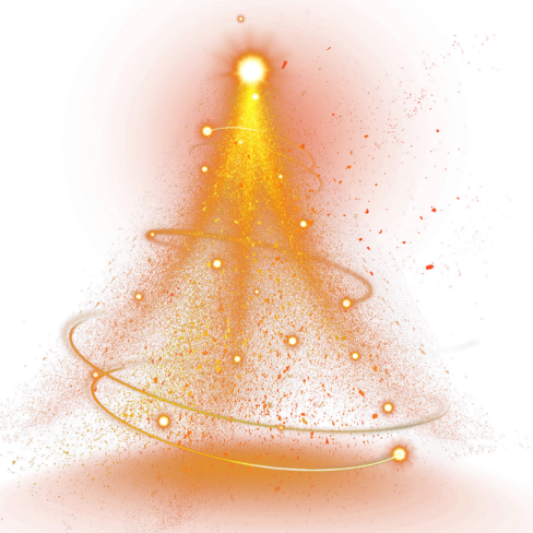 a christmas tree made out of gold particles