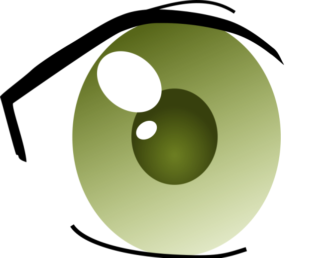 an eye with a green pupil