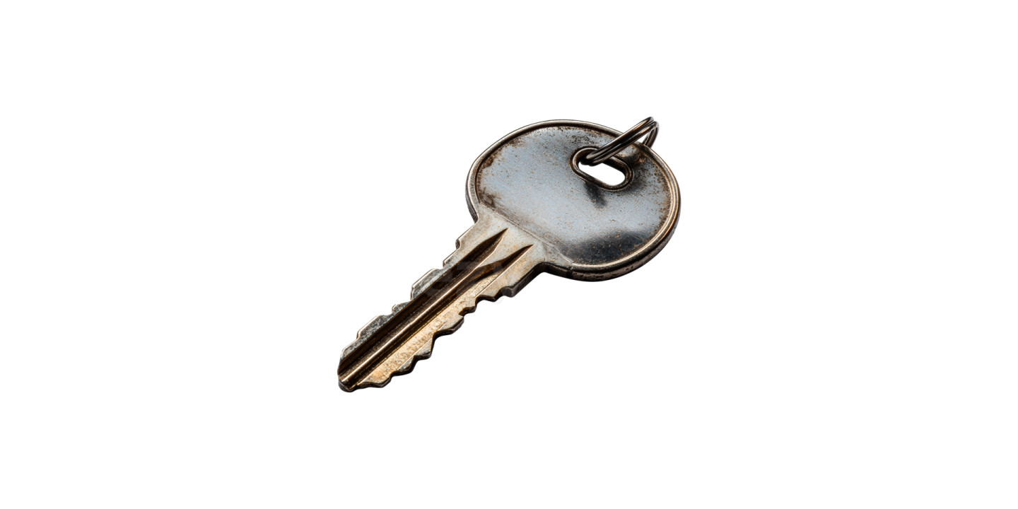 a key on a white background