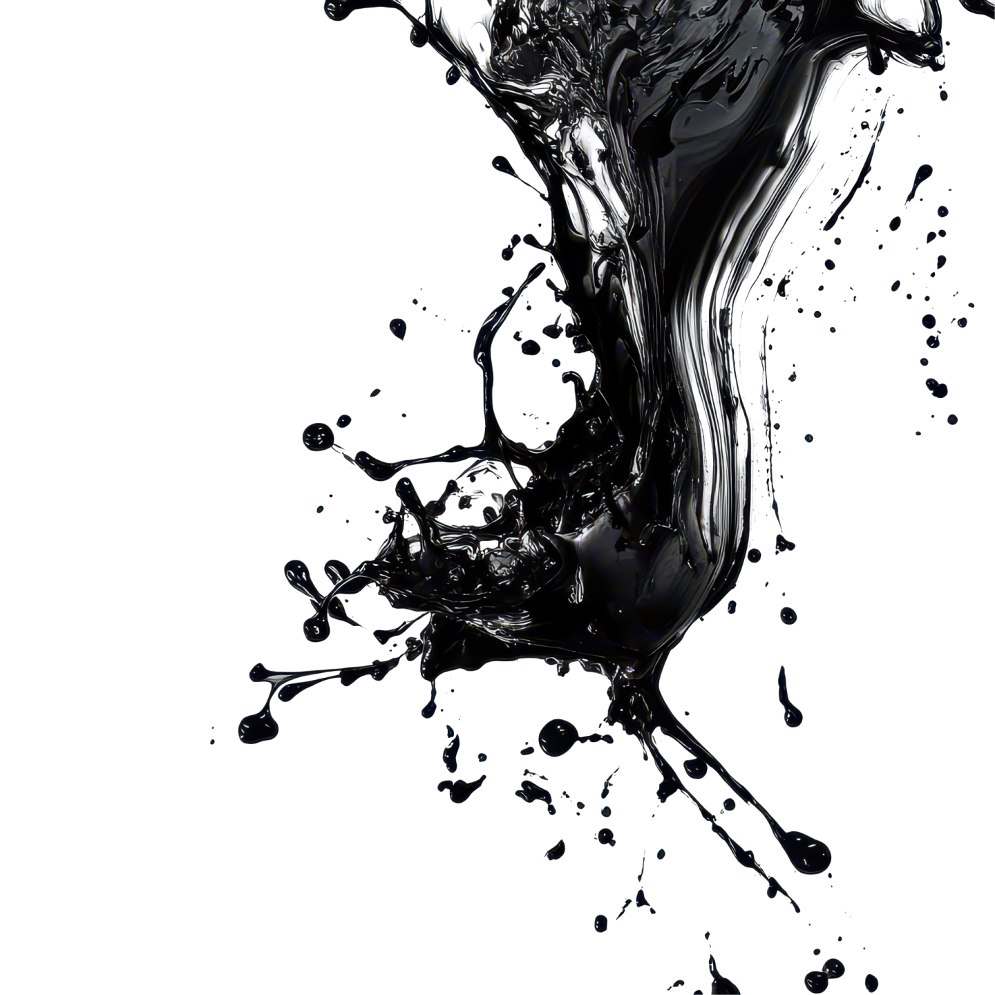 a splash of black paint on white background
