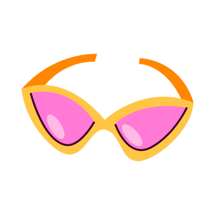 a pair of yellow and pink sunglasses