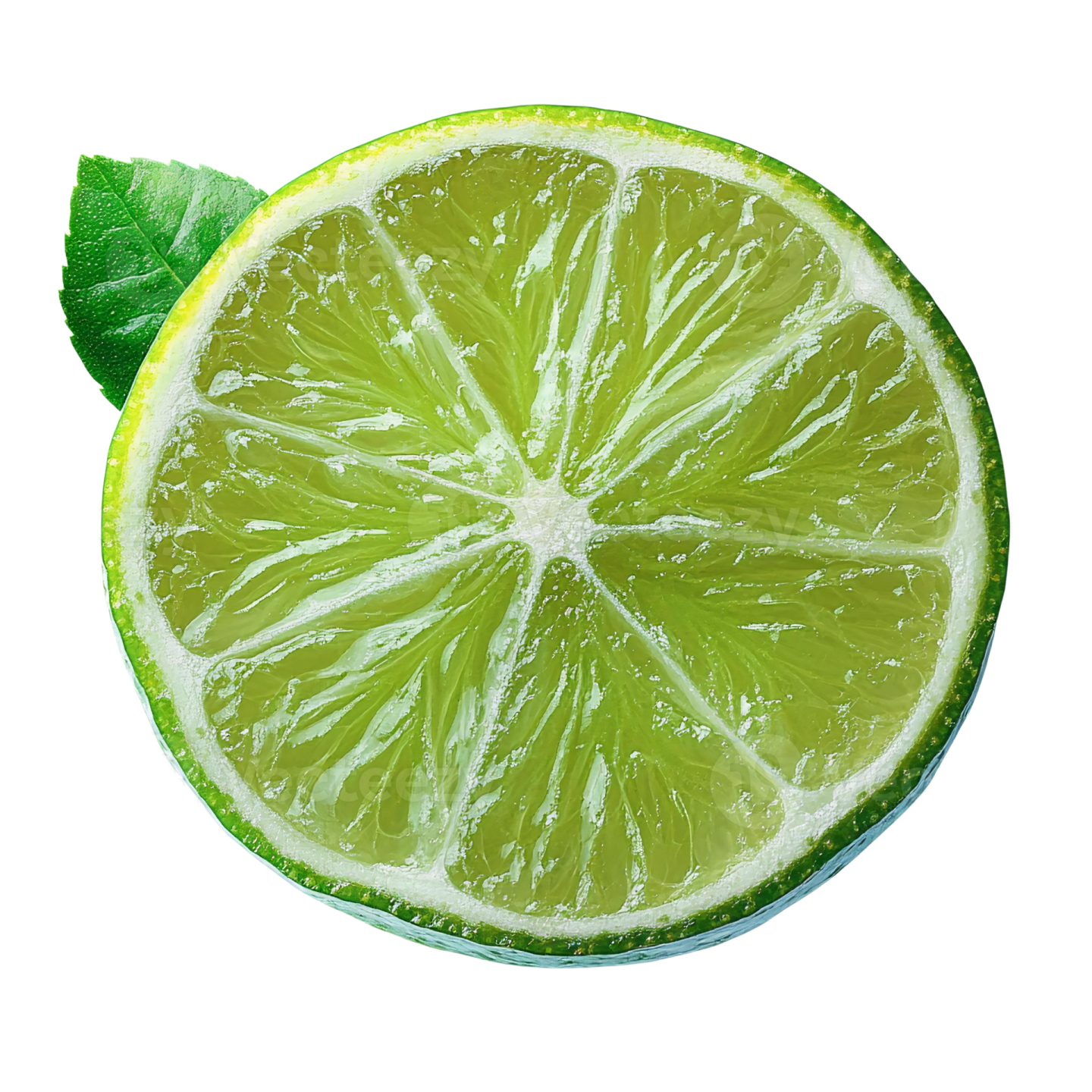a slice of lime on a white background